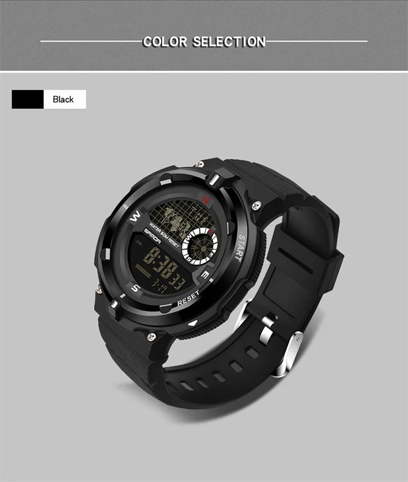 SANDA Brand Man Military Sport Watch Men XFCS Waterproof Luminous LED Digital Watch Male Watches Men Clock