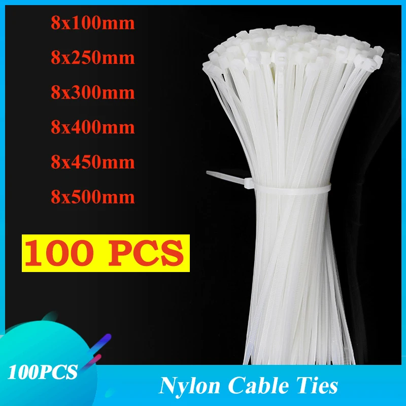 Fascette Assortiti Auto-chiusura In Nylon 100PCS autobloccante in plastica di nylon fascetta di Plastica Zip tie Cable Tie loop Wire Wrap Zip Legami