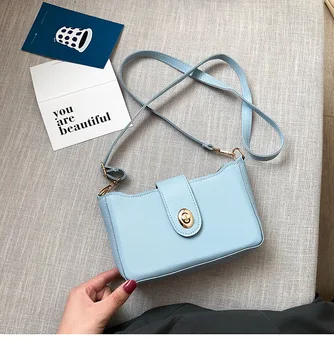 

2020 New Women's Shoulder Bag Fashion Wild Crossbody Bag Underarm Bag PU Small Square Bag Solid Color