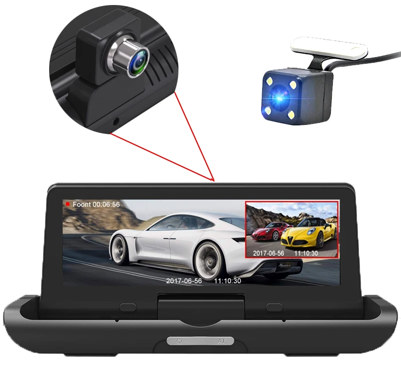 4G Автомобильный видеорегистратор 8," ips автомобильная видеокамера FHD 1080P Dash Cam gps навигатор Android ADAS двойной объектив ночного видения Автомобильный видеорегистратор