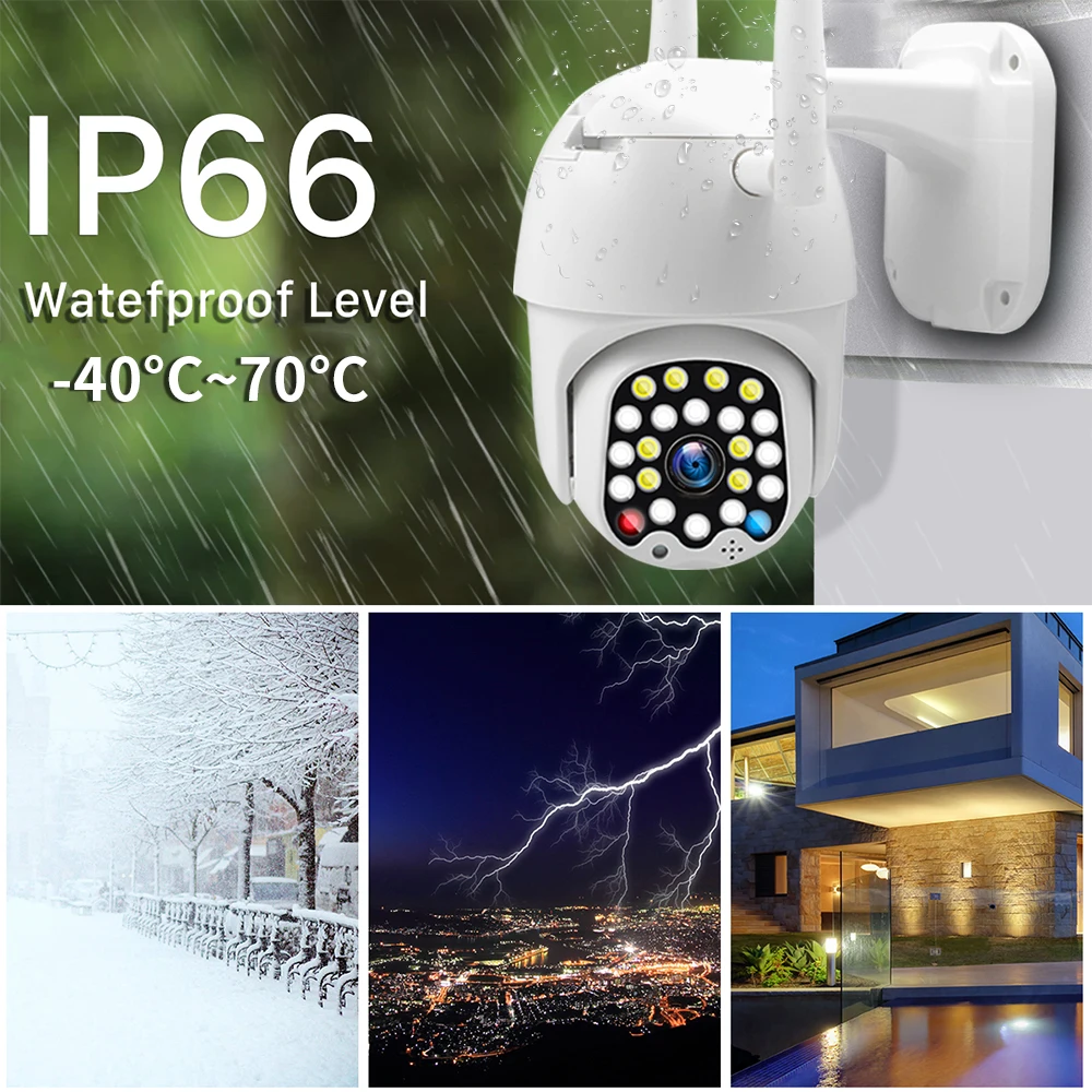 1080P Cloud Wifi PTZ Camera Waterproof 2MP Full Color Auto Tracking CCTV Security IP Camera 4X Digi