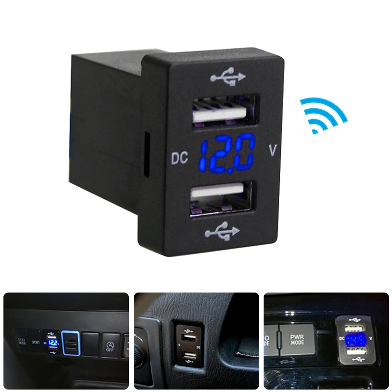 Рекламный 12-24V 2.1A usb-разъем для автомобиля зарядное устройство для мобильного телефона быстрое автомобильное зарядное устройство с светодиодный автомобильный usb-адаптер зарядное устройство для Toyota