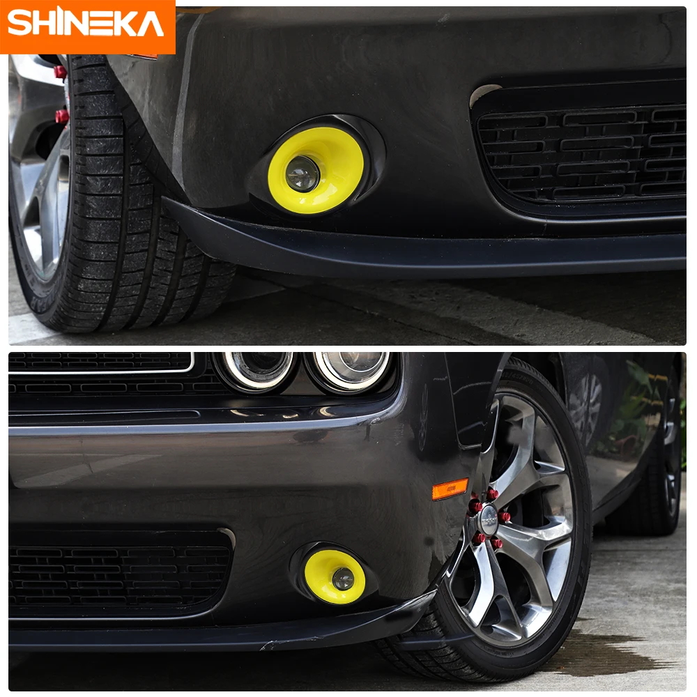 Колпаки SHINEKA для Dodge Challenger, автомобильный передний противотуманный светильник, декоративная рамка, кольцевая крышка, наклейки для Dodge Challenger