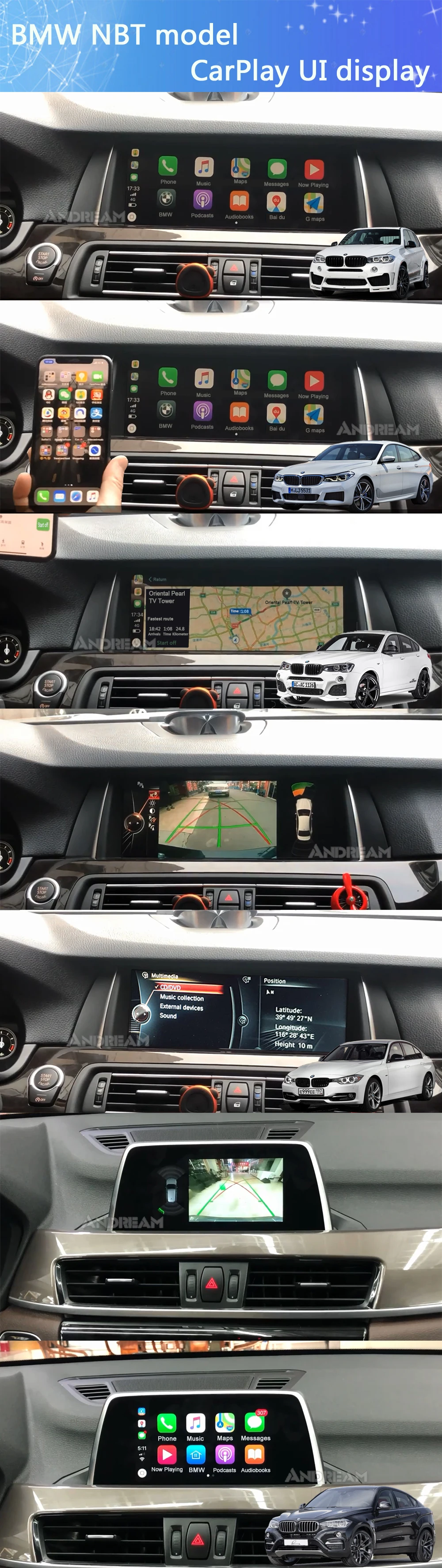 Best Android Auto Warehouse Wireless CarPlay Interface Box For BMW X5 X6 F15 X3 X4 F25 F26  F30 F11 oem Screen Upgrade NBT System 2