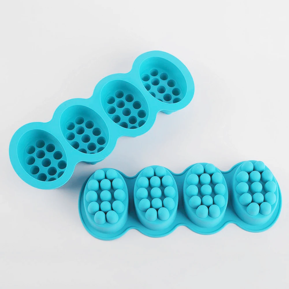 4 Grids Durable 3D Handmade Silicone Soap Mold Form for Massage Therapy Bar DIY Oval Shape Soaps Resin Crafts | Дом и сад