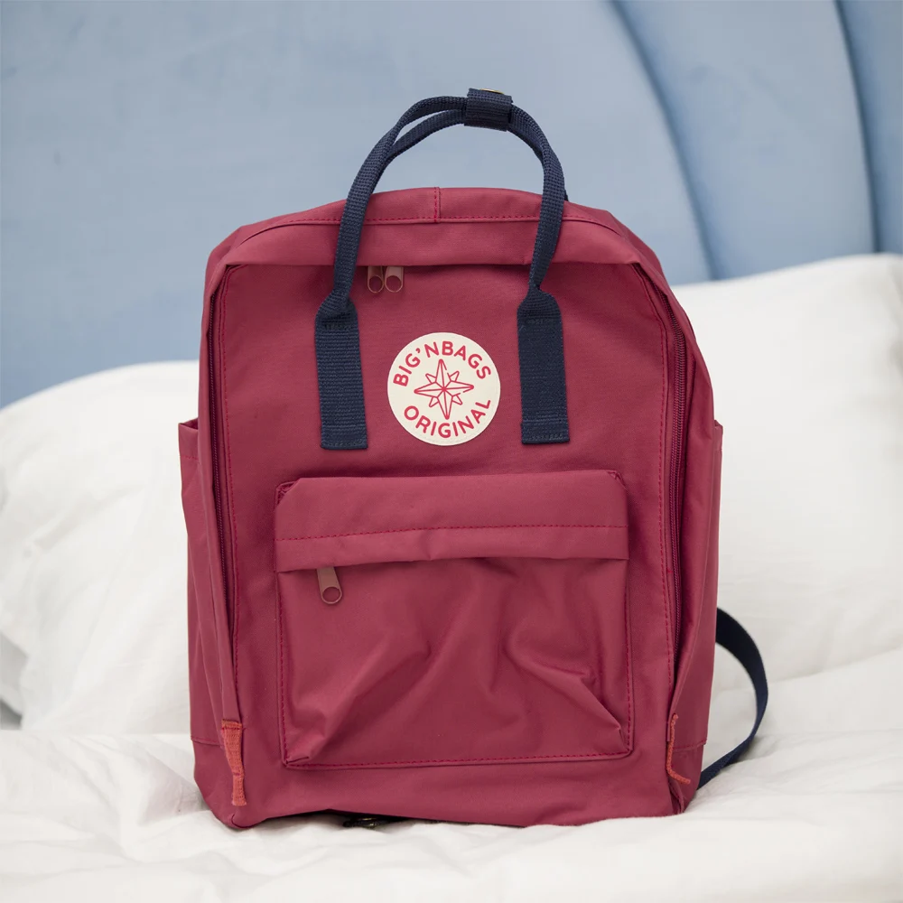 Женский водонепроницаемый нейлоновый рюкзак, сумка на плечо для девочек-подростков, отражатель логотипа, нашивка, женские школьные рюкзаки, объем 16л - Цвет: Ярко-розовый
