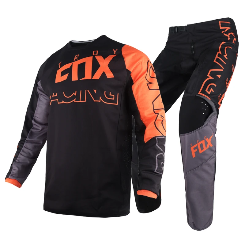 

2022 MX ATV 180 Skew Gear Set MTB Dirt Bike Jersey Pants Offroad Kits Street Moto Cycling Black Orange Suit Mens