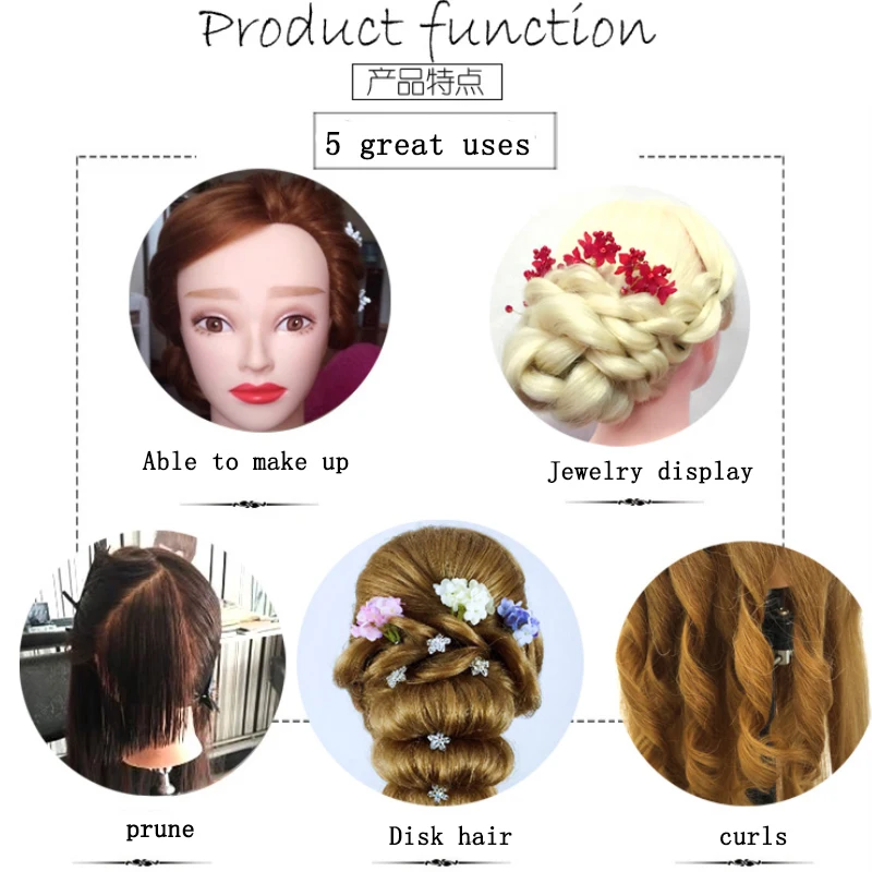  Pro head mannequin dummy 85% natural human Hair head Mannequin head with hair teaching head dummy - 4000385036222