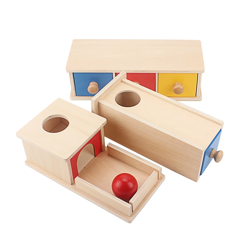 Montessori Wood Match Permanent Box Toddler Infant Draw Box 8-12 Month Toys for Baby Newborn Gift Hand & Feet Finders Small Size