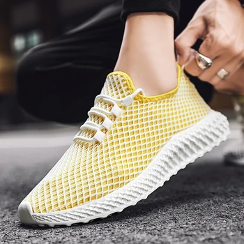 

Light Weight Men Casual Shoes Air Mesh Design Breathable Men Trainers Shoes High Quality Walking Shoes Lace Up Solid Sneakers