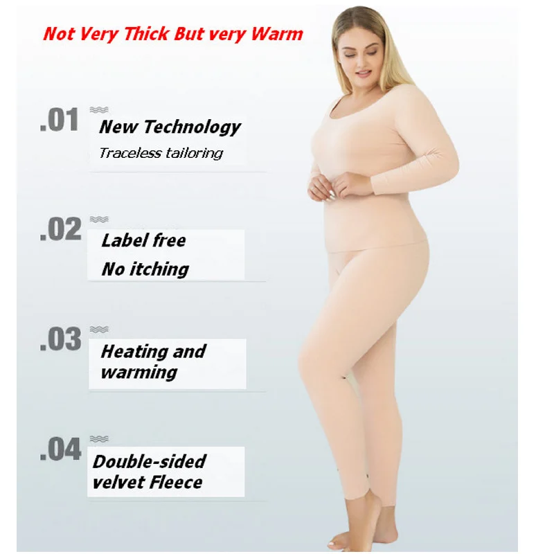 Thermal Underwear Suit for Women Double Layers Plus Size Ladies Intimate Female Pajamas Set Warm Long Johns Winter ouc630