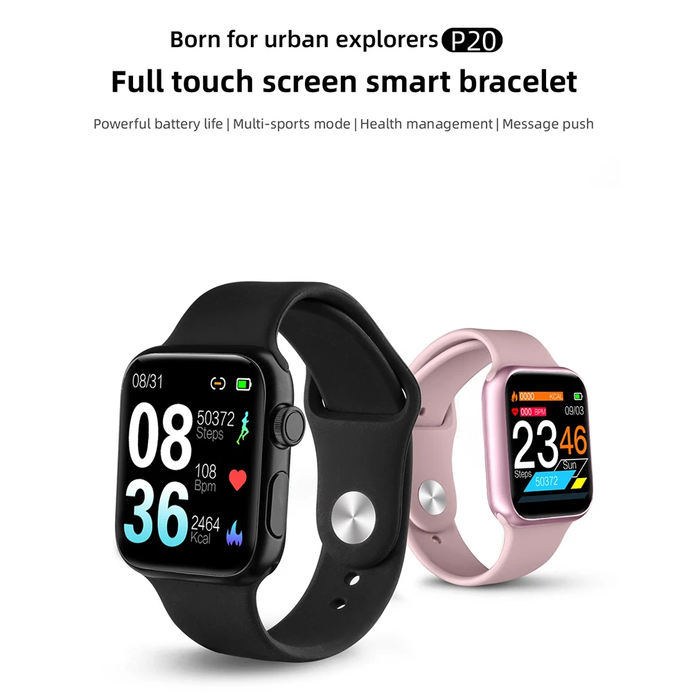 Новые женские водонепроницаемые Смарт-часы P20 Bluetooth Smartwatch для Apple IPhone Xiaomi монитор сердечного ритма фитнес-трекер