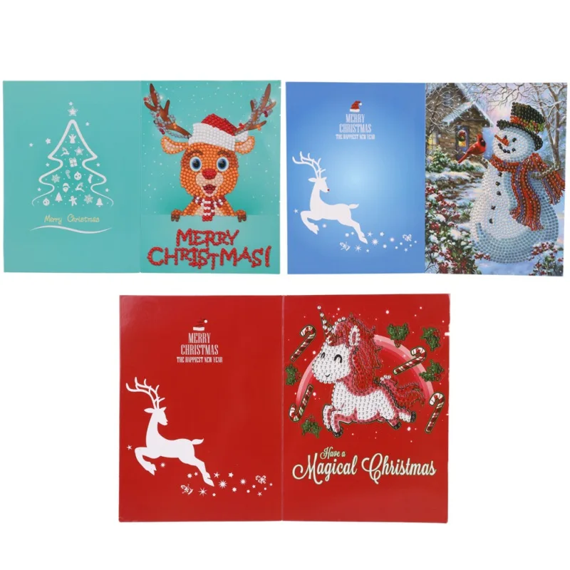 3pcs (26x18cm) Поделки животные праздник приглашения карты Алмазная Живопись Вышивка крестом карты Хэллоуин Рождество День рождения алмазная живопись приглашение 3 шт - Цвет: 3pcs (26x18cm)