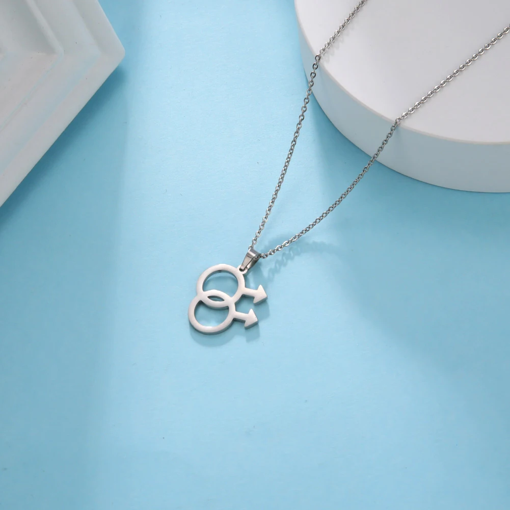 Teamer Gay Pride collana per uomo ciondolo in acciaio inossidabile ragazzi simbolo maschile collane gioielli di moda segno Gay regalo all'ingrosso  36