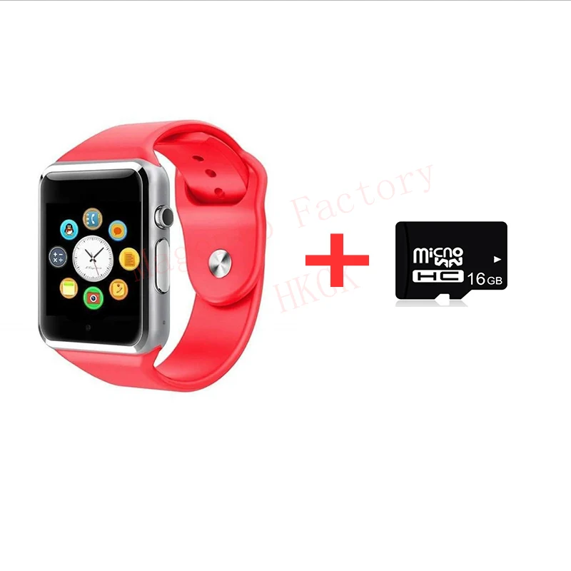 A1 Смарт-часы Bluetooth наручные спортивные часы SIM TF телефон наручные часы камеры для Apple iPhone Android samsung мужчины Wach - Цвет: Red add 16TD Card
