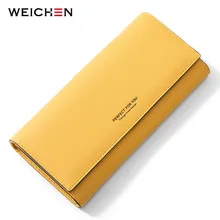 WEICHEN простой кошелек из мягкой кожи, Женский Длинный кошелек, держатель для карт, карман для телефона, женские кошельки, клатч, женский, Portfel Carteira