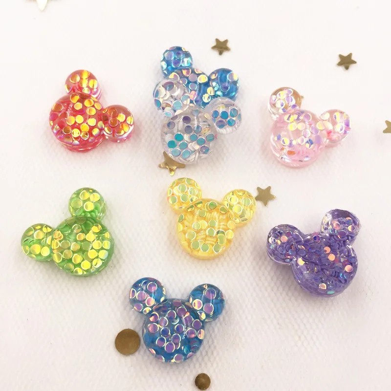 Colorful Shiny 20Pcs Mix Resin Glitter Mouse Flatback Rhinestone for Clothing Accessories DIY Scrapbook Jewelry Crafts OF912