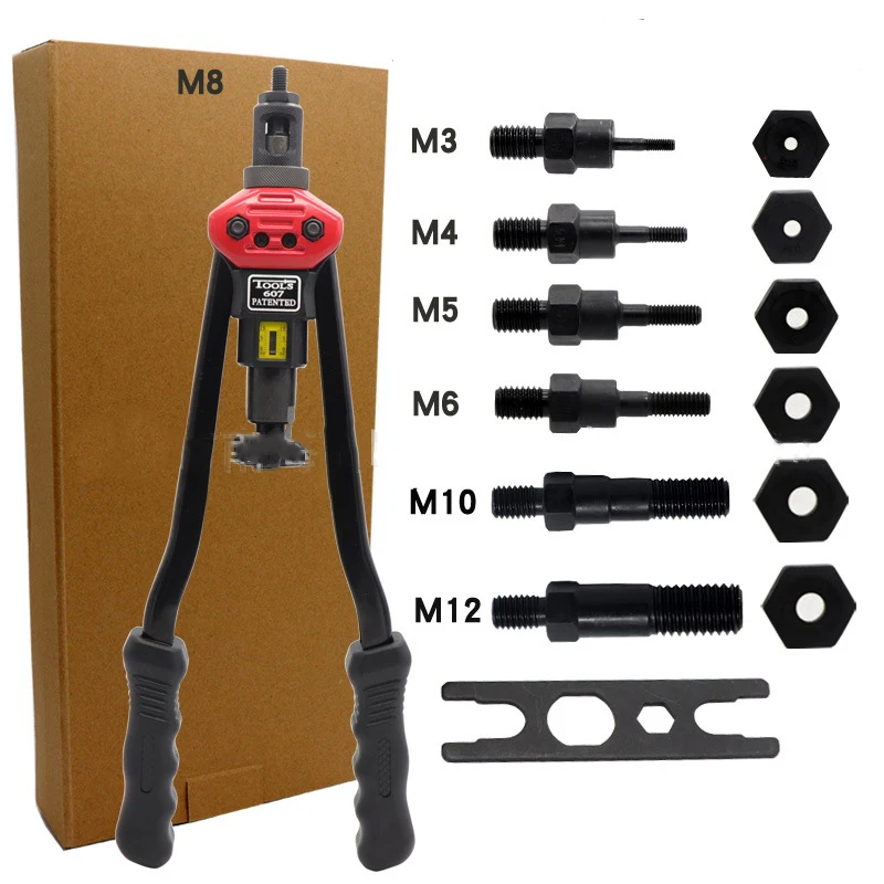 

16" Manual Riveter Gun Hand Rivet Tool Kit Rivet Nut Setting Tool Nut Setter M3/M4/M5/M6/M8/M10/M12