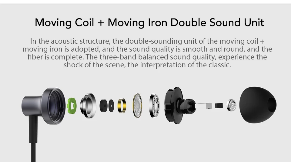 Original Xiaomi Hybrid Earphone 2 Graphene Earphone Balanced Armature Dynamic Driver Headphone With Mic Xiomi Xaomi (6)