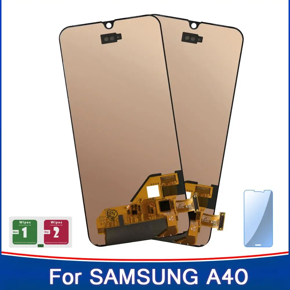 

2PCS A40 Super Amoled Display For Samsung A40 A405 SM-A405F A405F LCD Touch Screen Digitizer With Adjusting Brightness Assembly