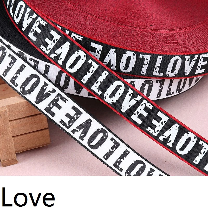 

5M 2cm Printed Love Letter Ribbon Belt DIY Handmade Sewing clothes Hat Cap Supplementary material grosgrain ribbon Stain Webbing