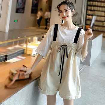 

2020 Women Overalls Jumpsuit Summer Plus Size Sweet Wide Leg Casual Pants Korean Loose High Waist Baggy Shorts Overalls