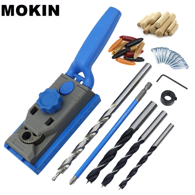 

Multi Woodworking Doweling Jig Kit 6/8/10/12mm Pocket Hole Jig For Straight Inclined Hole Puncher Drill Guide Carpentry Tools