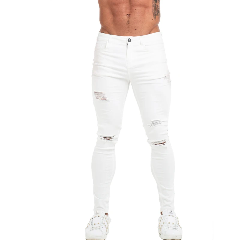 GINGTTO Jeans White Hip hop Men Cotton High Waist Pants Stretch Skinny Jeans Men Waist Elastic Pants for Men Plus Size Silm Fit GINGTTO Jeans White Hip hop Men Cotton High Waist Pants Stretch Skinny Jeans Men Waist Elastic Pants for Men Plus Size Silm Fit