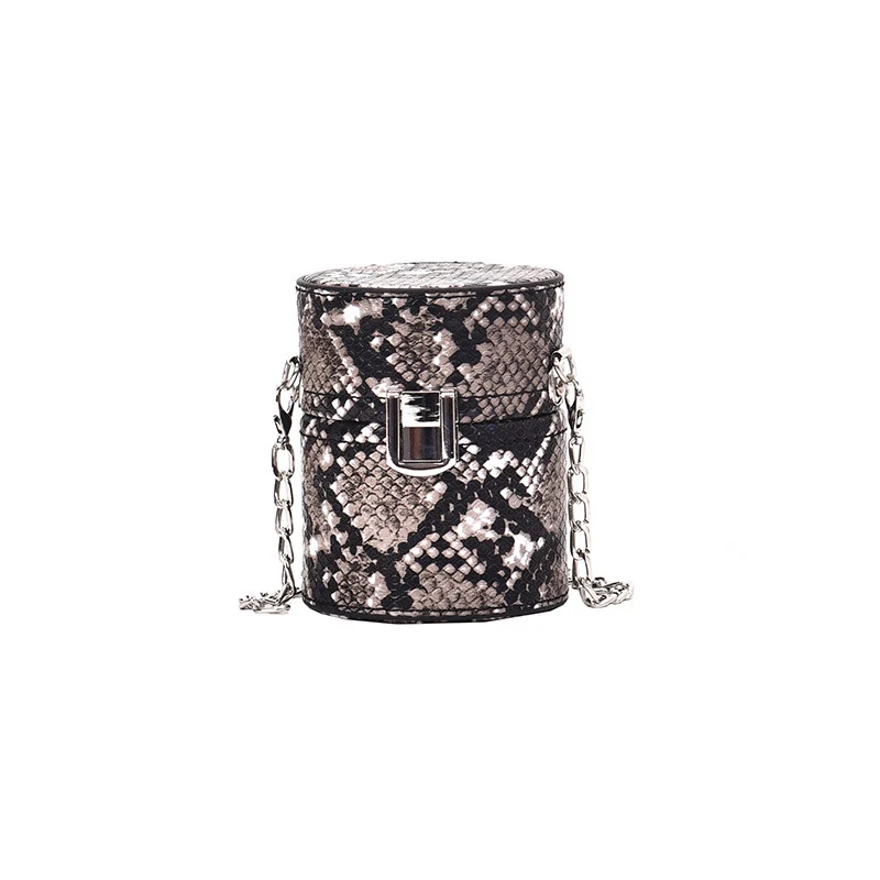 Женская сумка со змеиным принтом, кожаная Роскошная брендовая мини-сумка-мессенджер, Женская мини-косметичка через плечо, сумки - Цвет: Black