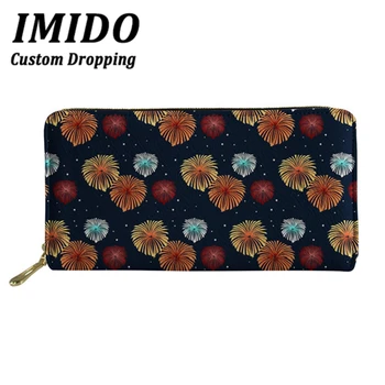 

2019 New Fireworks Prints PU Leather Long Wallets Women Style Ladies Clutch Purse Gift for Mom Female Girls's Card Holder