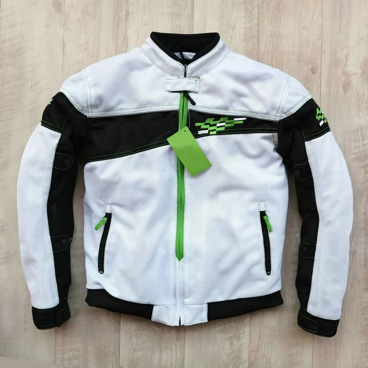 

White Jackets For KAWASAKI Motorbike ATV Bike Riding Motorcycle Mountain Bicycle Jacket With Protector