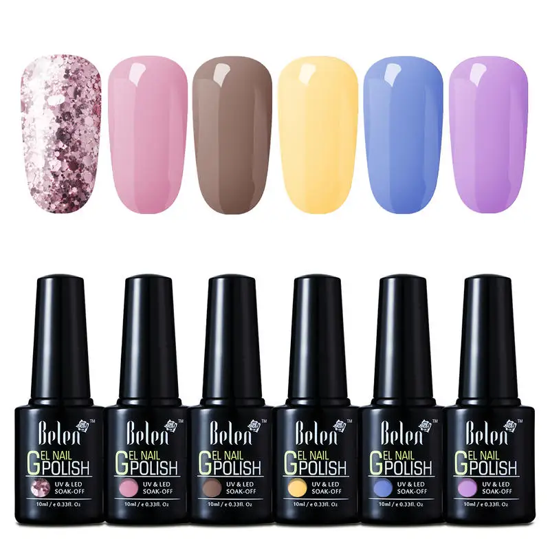 Belen 6PCS Nail Gel Set Soak Off UV LED Varnish For Manicure 10ml Candy Color Polish Art Lacquer 10ML | Красота и здоровье