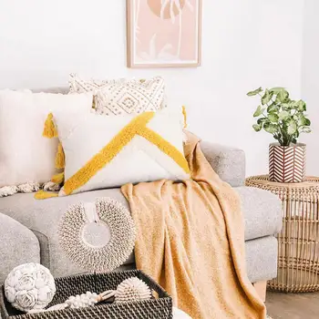 

Nordic Tufts Tassels Pillow Cover Bohemia Sofa Pillow Cover for Home Office