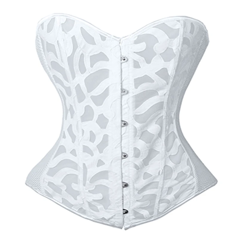 5834-White FLORATA, Женский корсет, стимпанк, для талии, для тренировок, овербюста, корсеты и бюстье, топы, Корректор тела, тонкий размер, S-2XL, Хэллоуин, платье - Цвет: 5834-White