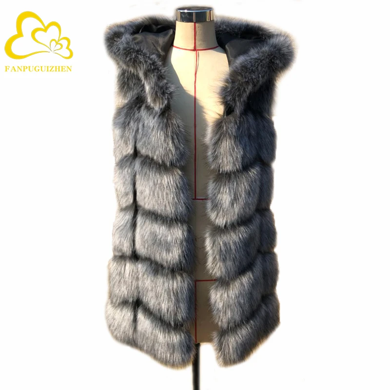 Hooded faux fur vest Clearance