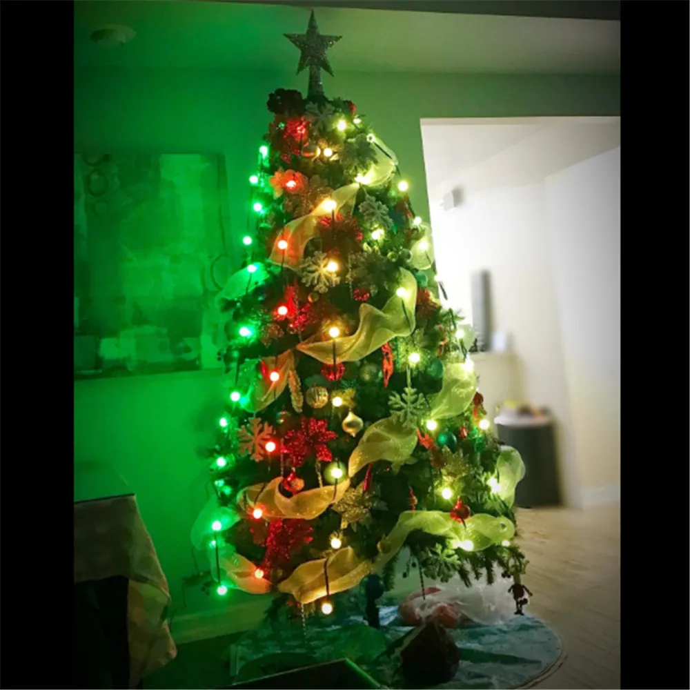 Billig Weihnachten Baum LED String Lichter Bunte Funkelnden Kugeln 64 RGB Nacht Lampe Für Urlaub Home Garten Party Dekoration