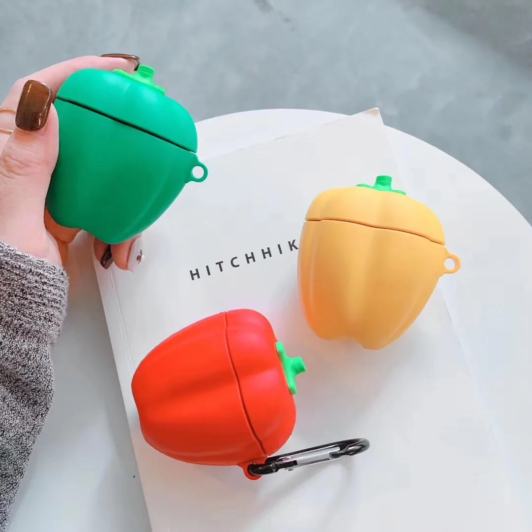 Забавный 3D Красочный перец модный силиконовый мягкий чехол для Apple Airpods чехол беспроводной Bluetooth защитный чехол для наушников