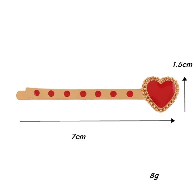 Трендовые глазурные красные черные заколки для волос с сердцем металлические золотые цветные пряди для женская заколка заколки для волос аксессуары