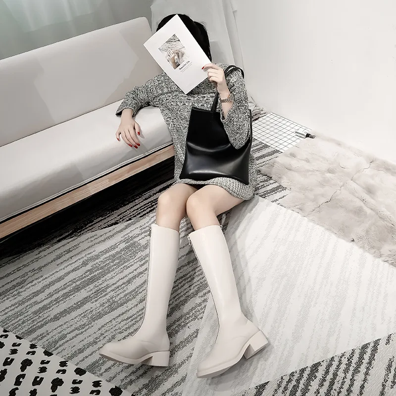 Skup Moda damska skórzane długie buty damskie buty do kolan Martin buty Zip buty zimowe damskie buty wiosna jesień kobiet