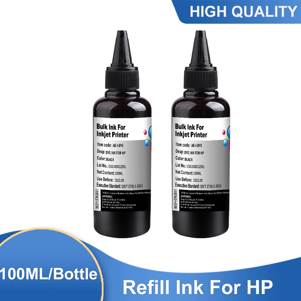2x100ml Bk Universal Dye Ink Compatible For Hp Ink Specialized Printer