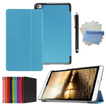 

PU leather cover case For Huawei MediaPad M2 M2-801W M2-803L Huawei M2 8.0 tablet case+Cleaning cloth+Touch pen