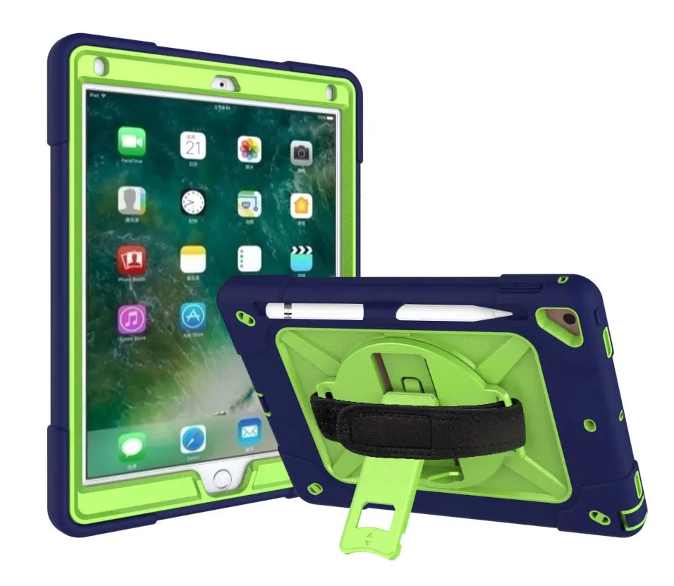 Чехол для планшета для iPad 6-го 5-го поколения, трехслойный Гибридный детский плечевой ремень, стилус, держатель карандаша для iPad 9,7 Air 2