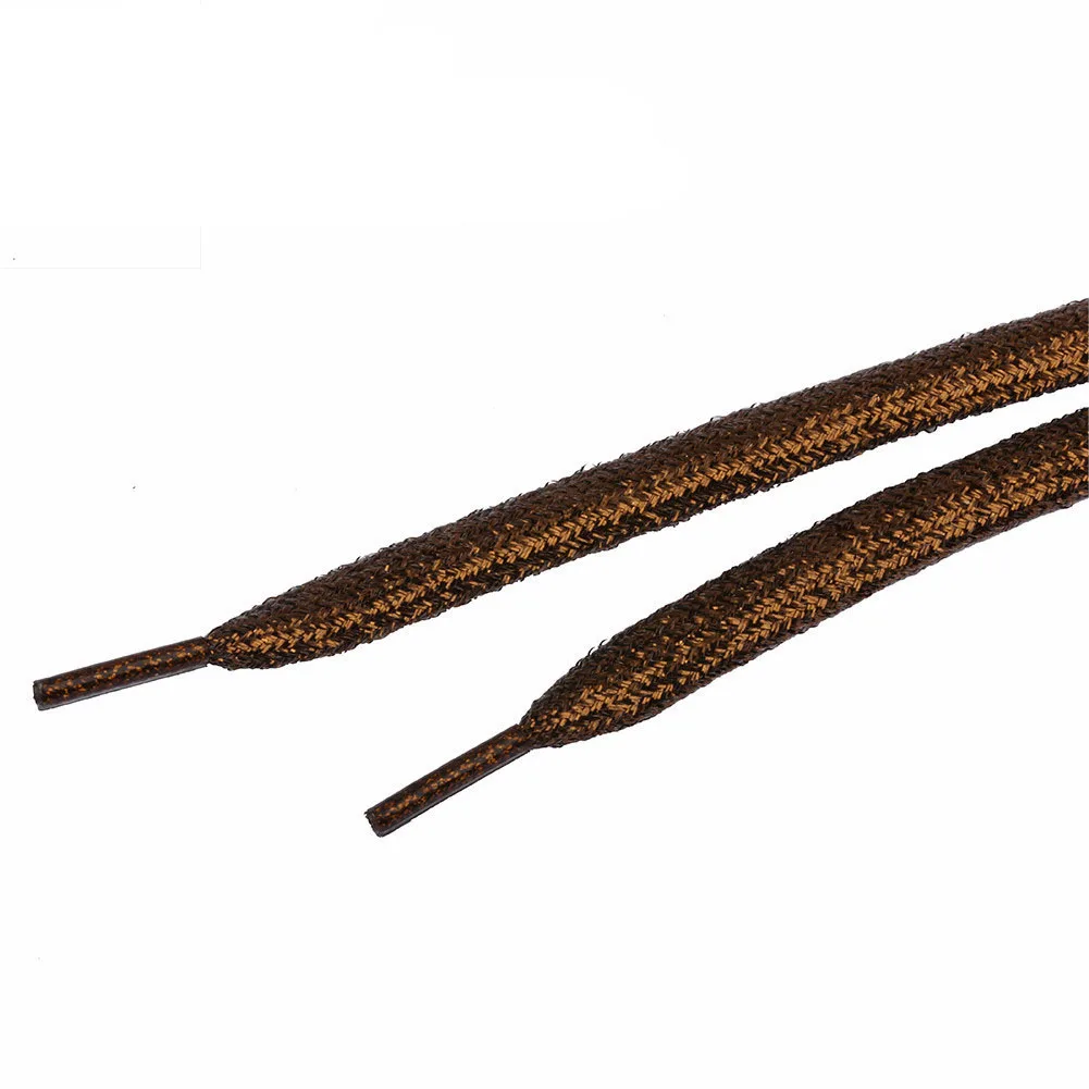 1 пара 120 см Глянцевый золотистый Серебристый нитки шнурки блестящие плоские шнурки блестящие шнурки рождественские цвета блестящие Блестящие Блестки - Цвет: coffee