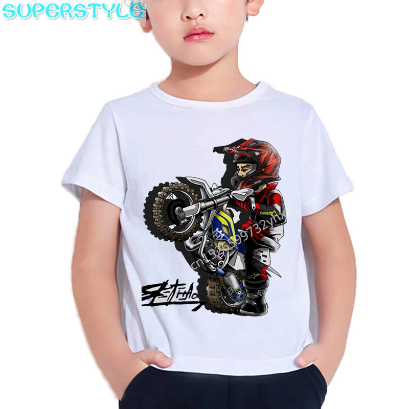 

Cartoon Motorcycle Kids Tshirts Extreme Sports Children Mobile Bike Boys Clothes Children's short-sleeve T-shirt for Boy DHKP502