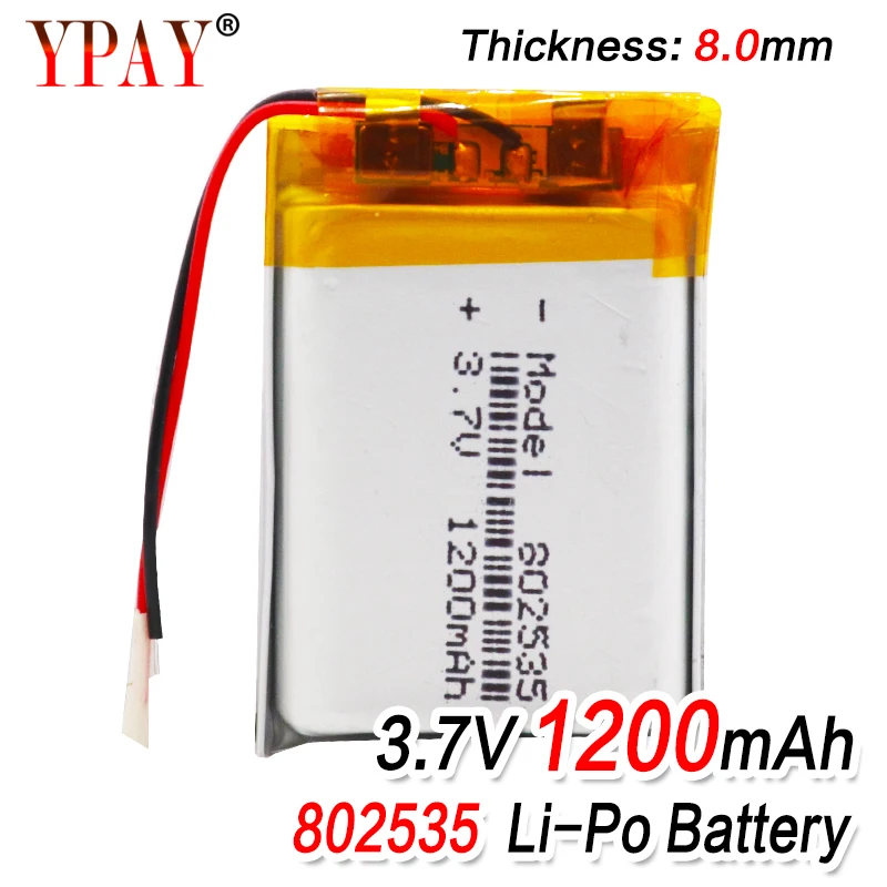 

1/2/4pcs High Quality 3.7V 802535 1200mAh Li-ion Polymer Lithium Battery 3.7 Volt Lithium Ion Li-po Li-polymer Batteries Cells
