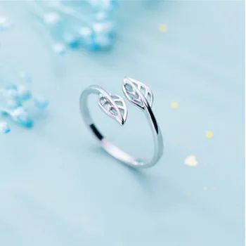 

Punk 925 Sterling Silver Leaf Finger Rings For Women Antique Ring Christmas Gifts Jewelry