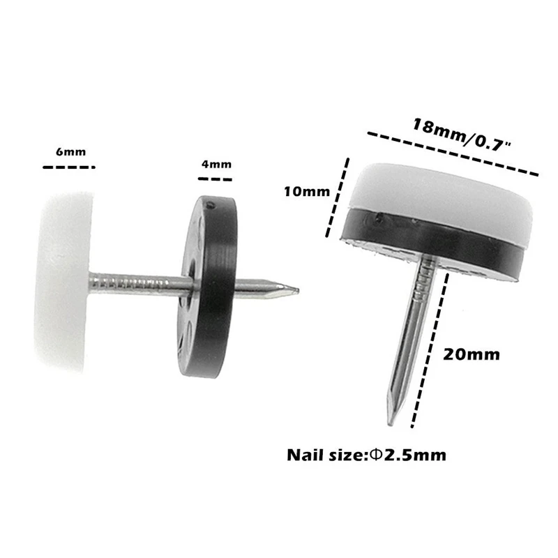 40 шт утолщенные мебельные скользящие, нейлоновый ползунок для ногтей, напольный протектор для деревянных ножек стула, стола, дивана(18 мм или 0,7 дюйма