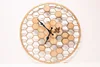 Creative Hexagon Bamboo Wooden Honeycomb Wall Clock, Pastoral Wall Table Clock, Fashion, 30cm 1
