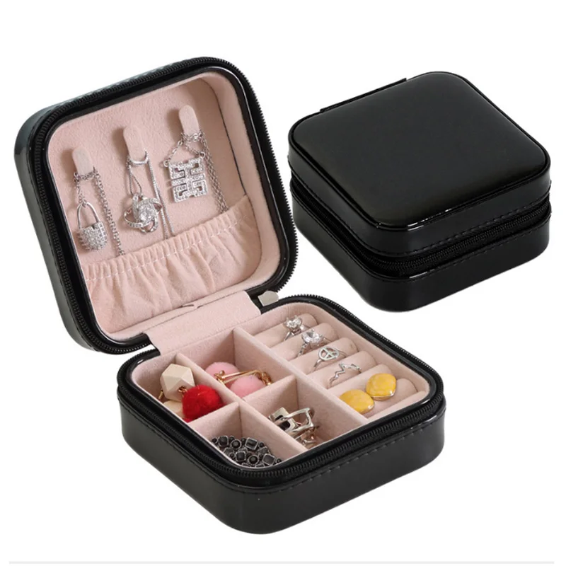 Jewelry Box Makeup Lipstick Storage Box Beauty Container Travel Comestic Jewelry Casket Organizer Necklace Birthday Gift - Цвет: Черный