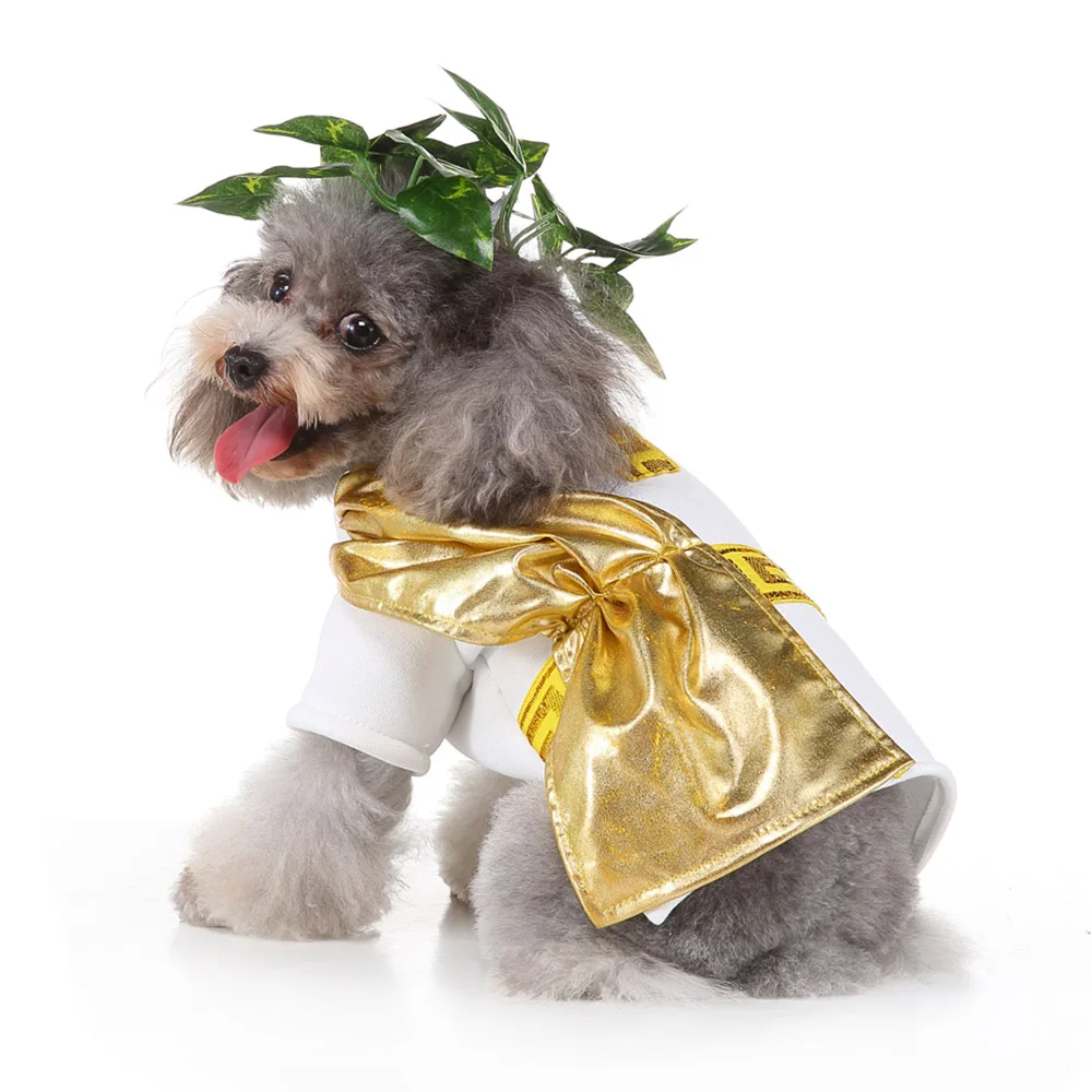 

Funny Dog Costume Roman Toga Pet Clothes For Small Medium Dogs Halloween Christmas Cosplay Suit For Cats Party Dress Up Apparel